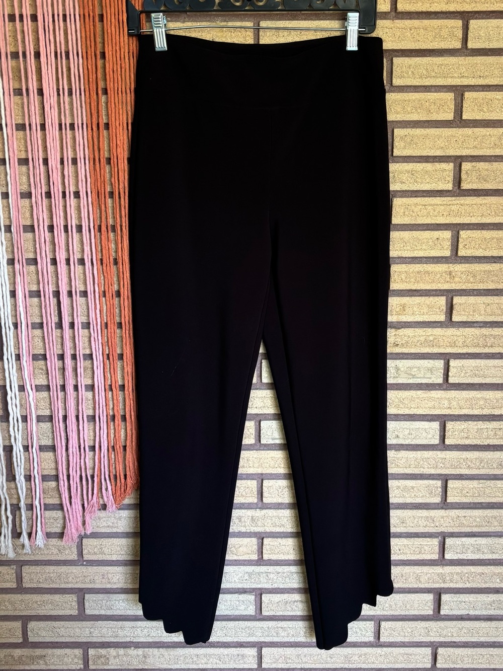 Stretchy Asymmetrical Hem Pants - Size 8 - Joseph Ribkoff - Black Knit Leggings